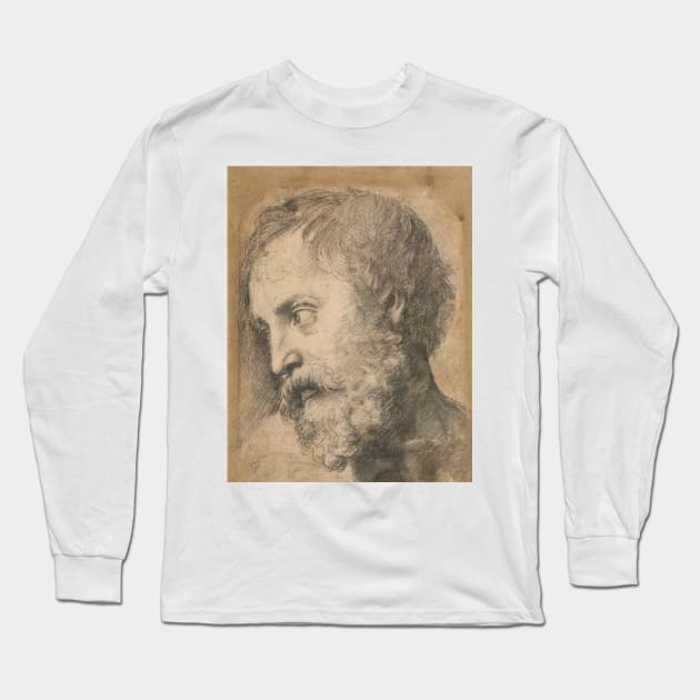 Head of An Apostle in the Transfiguration by Raphael Long Sleeve T-Shirt by Classic Art Stall